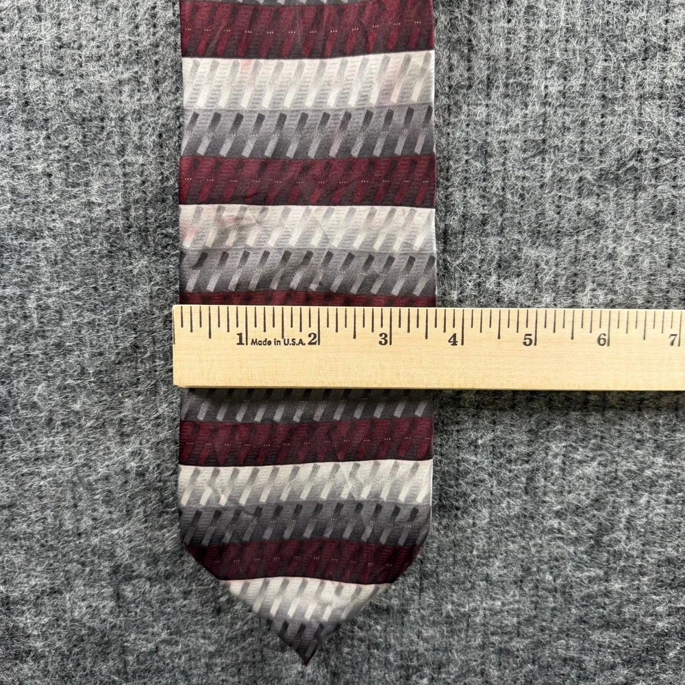 Giorgio‎ Brutini Collezione Mens Silk Necktie Burgundy Grey Striped Formal Tie